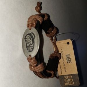 Leather bracelet with pewter charm (Eagle)